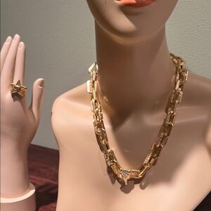 Gold Chunky Link Necklace And Matching Ring